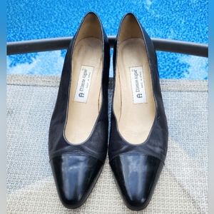 Etienne Aigner Shoes Sz 9M Black Heels Soft Leather Pumps Made in Spain